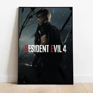 Resident Evil 4 Poster,  Survival Horror Illustration,  Game Wall Art,  Leon Kennedy Print ( Unframed - Print Only )