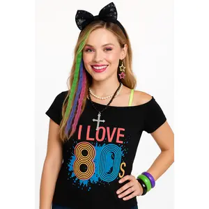 Retro 80s Crimped Hair Extensions - Multi-Colored, 4-Pack