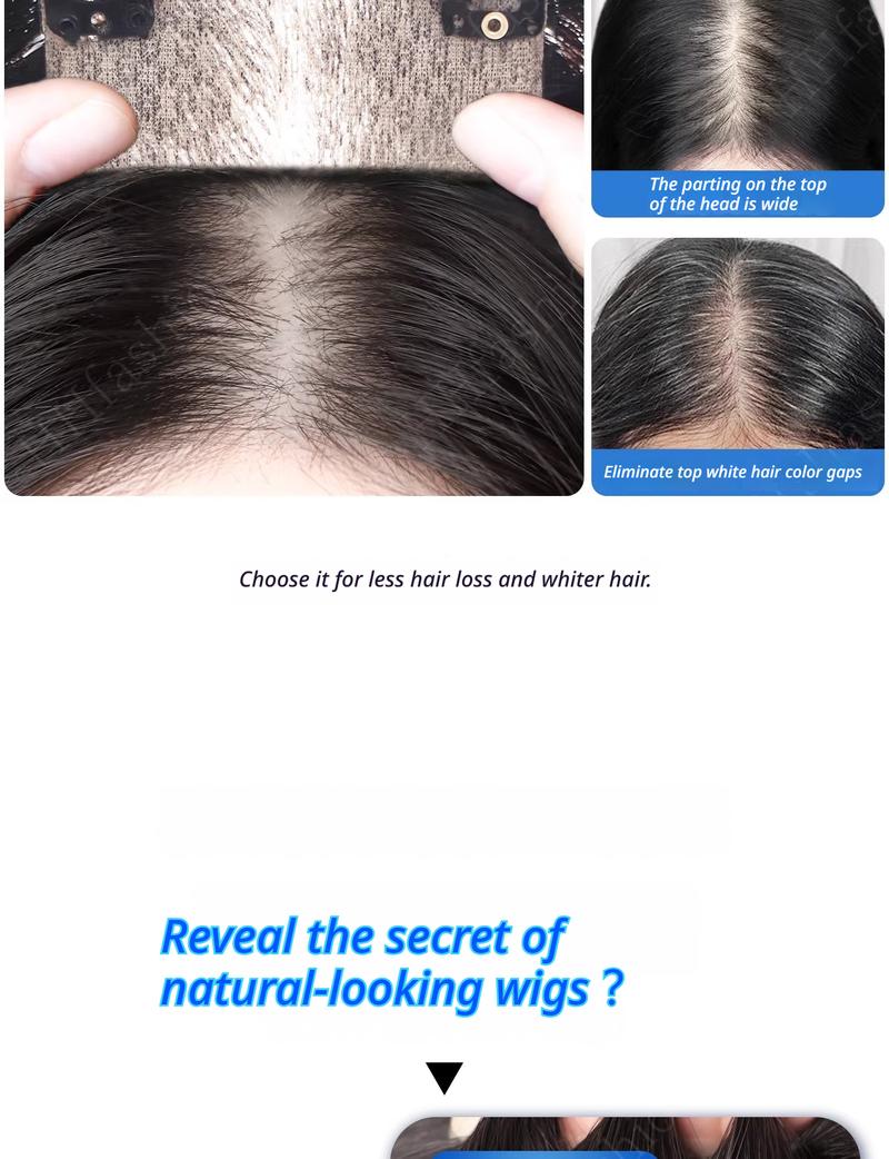 7x11cm V-shaped frontal hairpiece Women's real hair, fully hand-woven, thin bangs.Invisible, seamless, natural, and comfortable.Increase hair volume and cover up thinning hair.Become younger and more stylish.