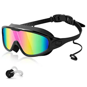 Anti-fog Swimming Goggles, UV Protection Swim Goggles with Ear Plugs, Waterproof Swim Glasses for Men Women Youth, Comfortable Adult & Junior Swimming Goggles for Water Sports, Swimming Pool, Beach and Outdoor Activities