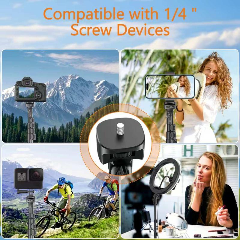 62'' Adjustable Phone Tripod & Selfie Stick with Bluetooth Remote, Universal Mount for iPhone, Android, and Cameras