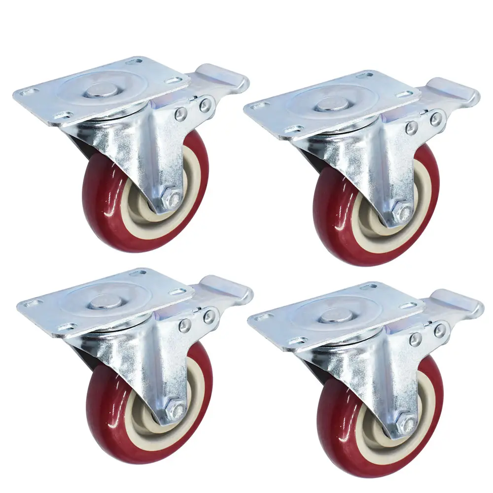 4Pcs 4-In Heavy-Duty Lockable Swivel Casters - 360 Degree, Built-In Lock, Durability, Noiseless with Safety Brake for Furniture Lift Movers & Casters Furniture Sets, 360 Degree Casters