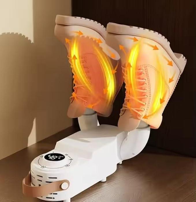 Foldable and adjustable shoe dryer, quick heat drying, intelligent temperature control, automatic timing, portable home deodorizer for shoes