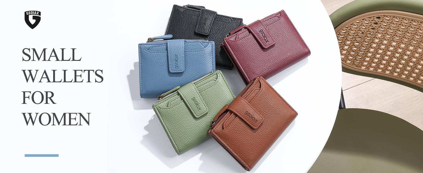 GSOIAX RFID Credit Card Holder, Women's Genuine Leather Coin Pocket Card Holder for Daily and Back to School Use, Perfect for Mother's Day Gift, Girlfriend Gift, Women's Wallet