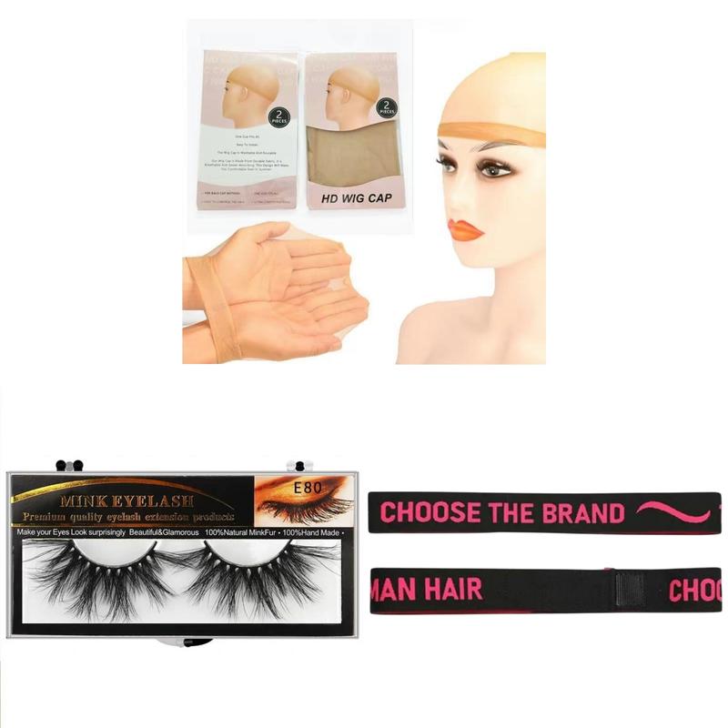 Freebies-Wig Band and False Eyelashes and 2PCS Wig Cap Only for babies who place orders during our live streaming