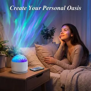 Aurora & Water Ripple 2-in-1 Projector Light – 16 Color LED Atmosphere Lamp with Remote, USB-Powered Night Light for Bedroom, Parties & Relaxation Modern Mood Lighting Rgb Lighting Effects Halloween Decor Christmas Gift