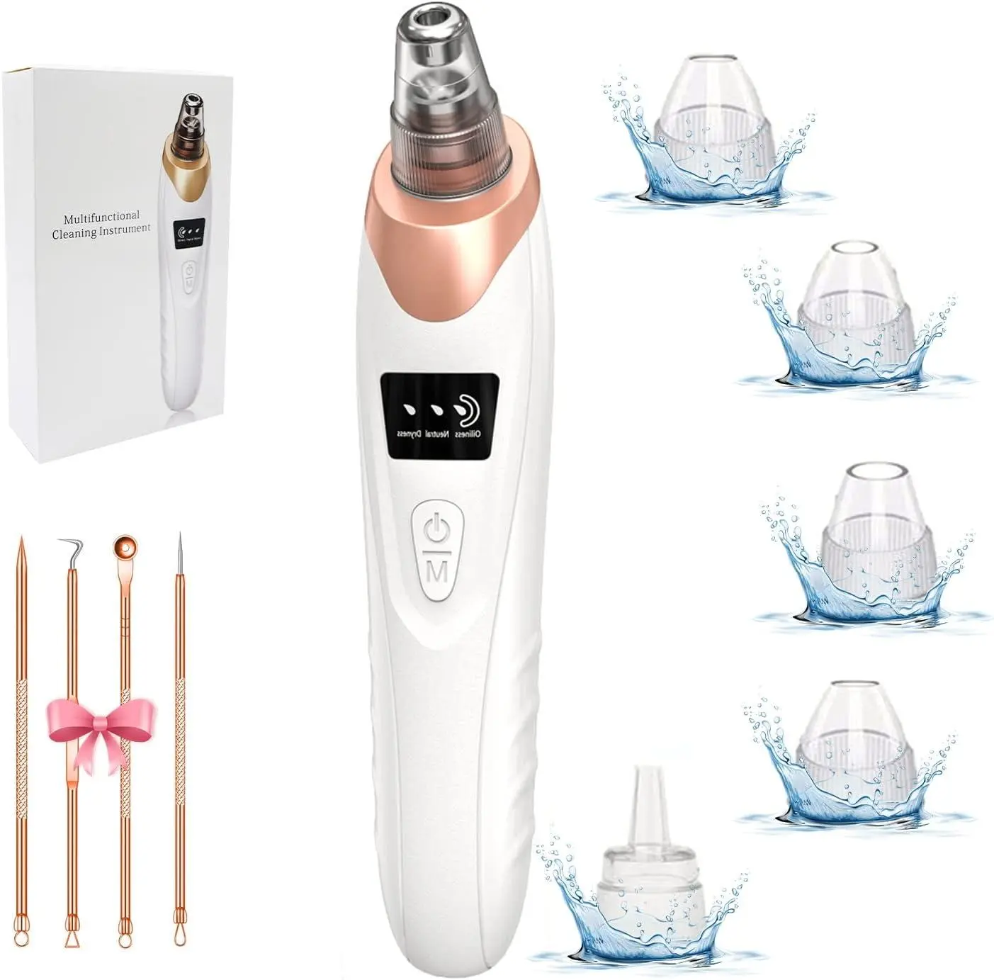 Blackhead Extractor & Blemish Remover Kit with 3 Suction Levels & 5 Probes, Travel Size Beauty Products for Adults, Includes USB Cable,dorm essentials, Pore Vacuum Cleaner, Dry