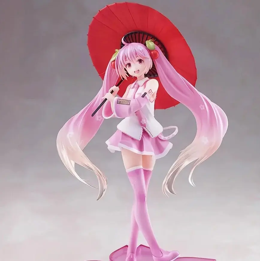 20cm Hatsune Miku Anime Virtual Singer Figure - Pink Sakura Fairy Tale Wonderland Kawaii PVC Model Toy Doll for Gifts
