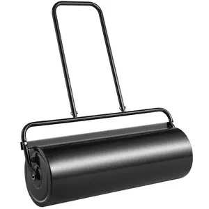 17-Gallon Steel Lawn Roller – Sand/Water Fillable Yard Roller with U-Shaped Ergonomic Handle & Easy-Turn Plug for Lawns, Gardens, Farms, Parks (Black)