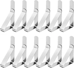 12 Pack Tablecloth Clips- Picnic Table Cloth Clips- Stainless Steel Table Cloth Cover Clamps- Table Clips for Restaurant Picnics Marquees Weddings Graduation Party- Fits up to 1.7” Thick Tables T-Antrix