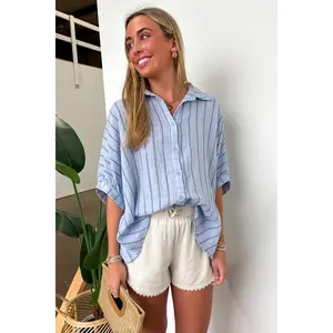 Beckham Oversized Striped Button Down Top - BACK IN STOCK
