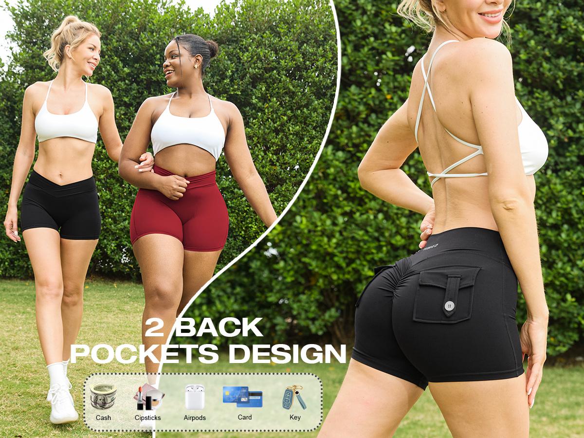 YEOREO CoreFlex Women High Waist Biker Shorts with Pockets Contour Seam Athletic Workout Shorts SpringStatements