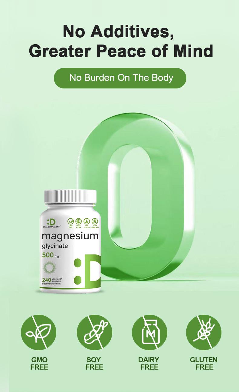 DEAL SUPPLEMENT Magnesium Glycinate 500mg|Support Sleep, Muscles, Nerves，Energy Dietary Healthcare | Vegan, Non-GMO | 240 Capsules Nutrition Nature