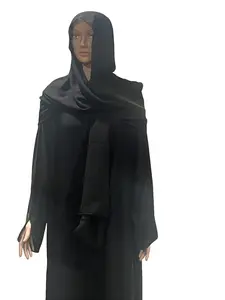 Elegant Plain Black Closed Abaya for Women Classic Fit Soft Material Islamic Clothing Modest Style