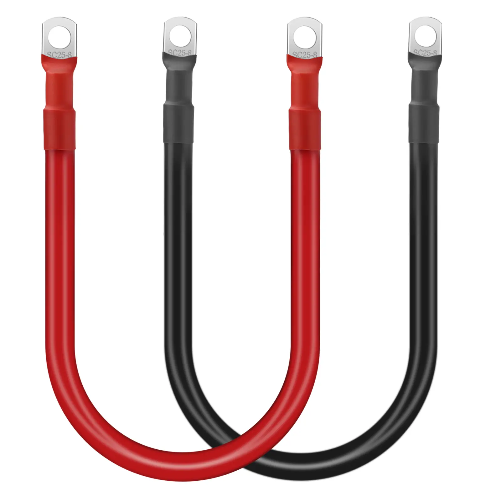 2FT 4 Gauge Pure Copper Battery Cables with 5/16" Lugs - 4 AWG M8 Tinned Inverter Wire Set for Solar Power, Car, Marine, RV, Motorcycle Battery, Welding,Automotive repair kit
