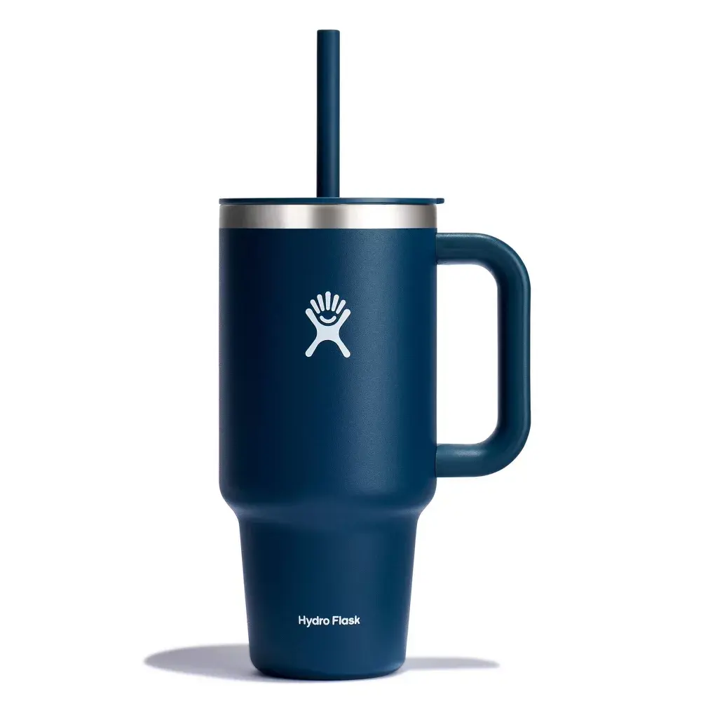 Hydro Flask All Around Travel Straw Tumbler - Insulated Portable Stainless Steel Flask Bottle with Plastic Lid, Silicone Drink Container for Kitchenware Drinkware Use