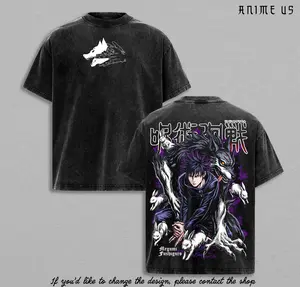 Megumi Fushiguro Tee Jujutsu Kaisen Season 3 Anime Vintage Washed Oversized Graphic T-Shirt Ten Shadows Technique Dark Aesthetic Streetwear Manga Style Heavyweight Cotton Unisex Gift For JJK Fans