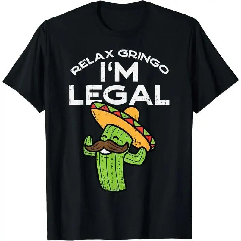Men's 100% Cotton Relaxed Fit Oversized Short-Sleeve Top, Funny "I'm Legal" Cinco De Mayo Mexican Immigrant T-Shirt
