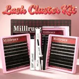2-Style Wispy Individual Eyelash Clusters Kit, Eyelash Extension Set with Waterproof Long-Lasting DD Curl Thick Lashes, Complete Beginner Tools for At-Home Makeup, Beauty & Personal Care Makeup Products #backtoschool,familyfun