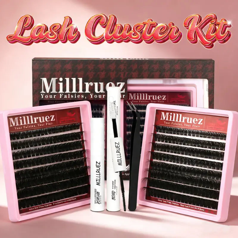 Wispy Lash Clusters Kit - 2-Style Eyelash Extensions Set with Complete Tools, Long-Lasting DIY False Lashes for Beginners, Beauty & Personal Care Makeup Cosmetic Kit, Eyelashes Extensions,familyfun