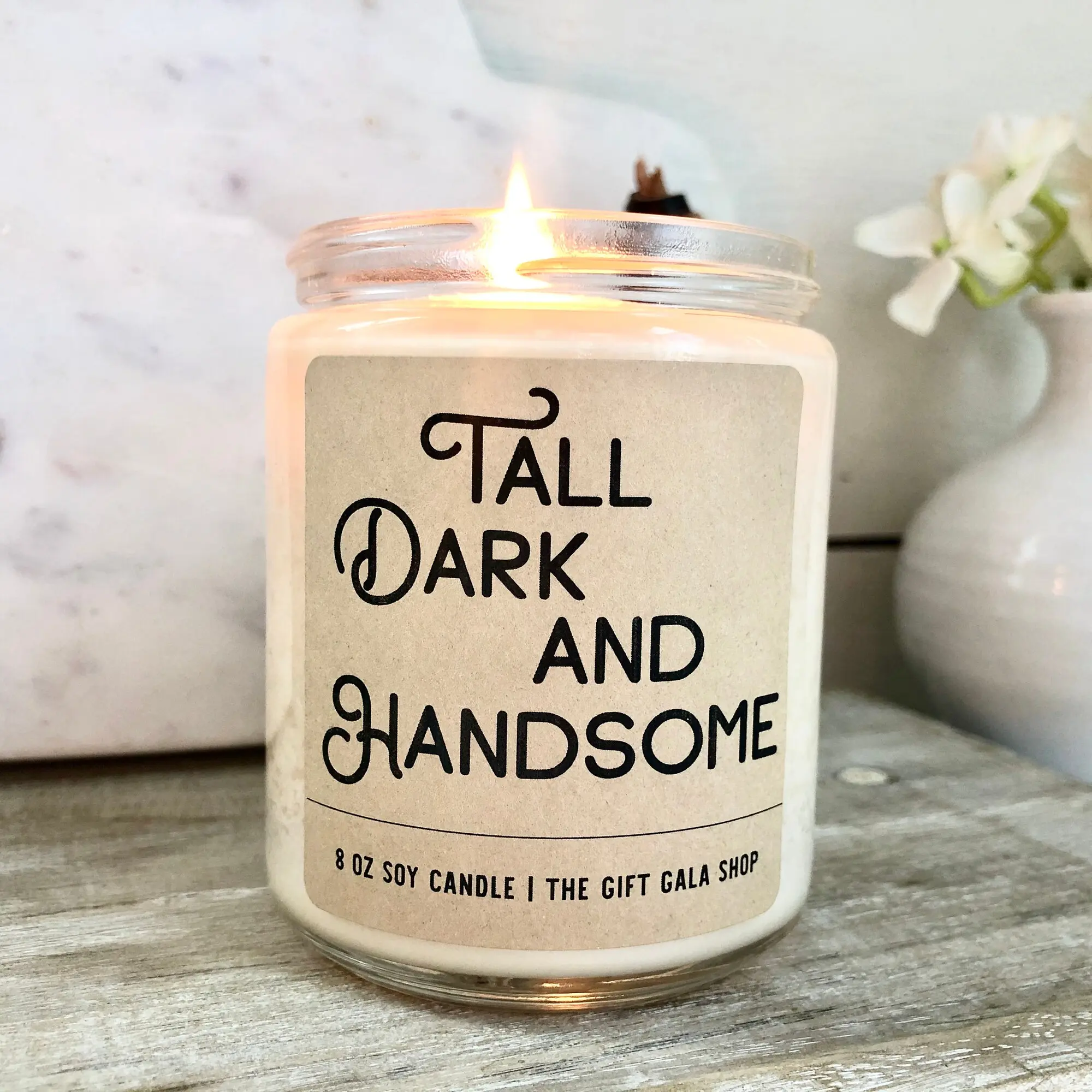 Masculine Scented Candle, Man Candle, 8 oz Soy Candle, Cologne Candle, Tall Dark and Handsome Candle, Woody Candle Decor Glass