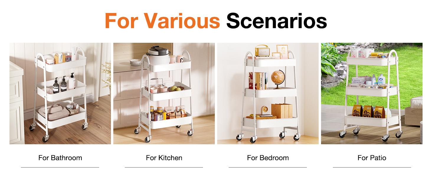 3 Tier Small Rolling Cart, Metal Utility Storage Organizer,Kitchen Trolley Bathroom Laundry Room with Caster Wheels for Bedside Narrow Places 3 Tier Small Rolling Cart, Metal Utility Storage Organizer,Kitchen Trolley Bathroom Laundry Room with Caster Wheels for Bedside Narrow Places