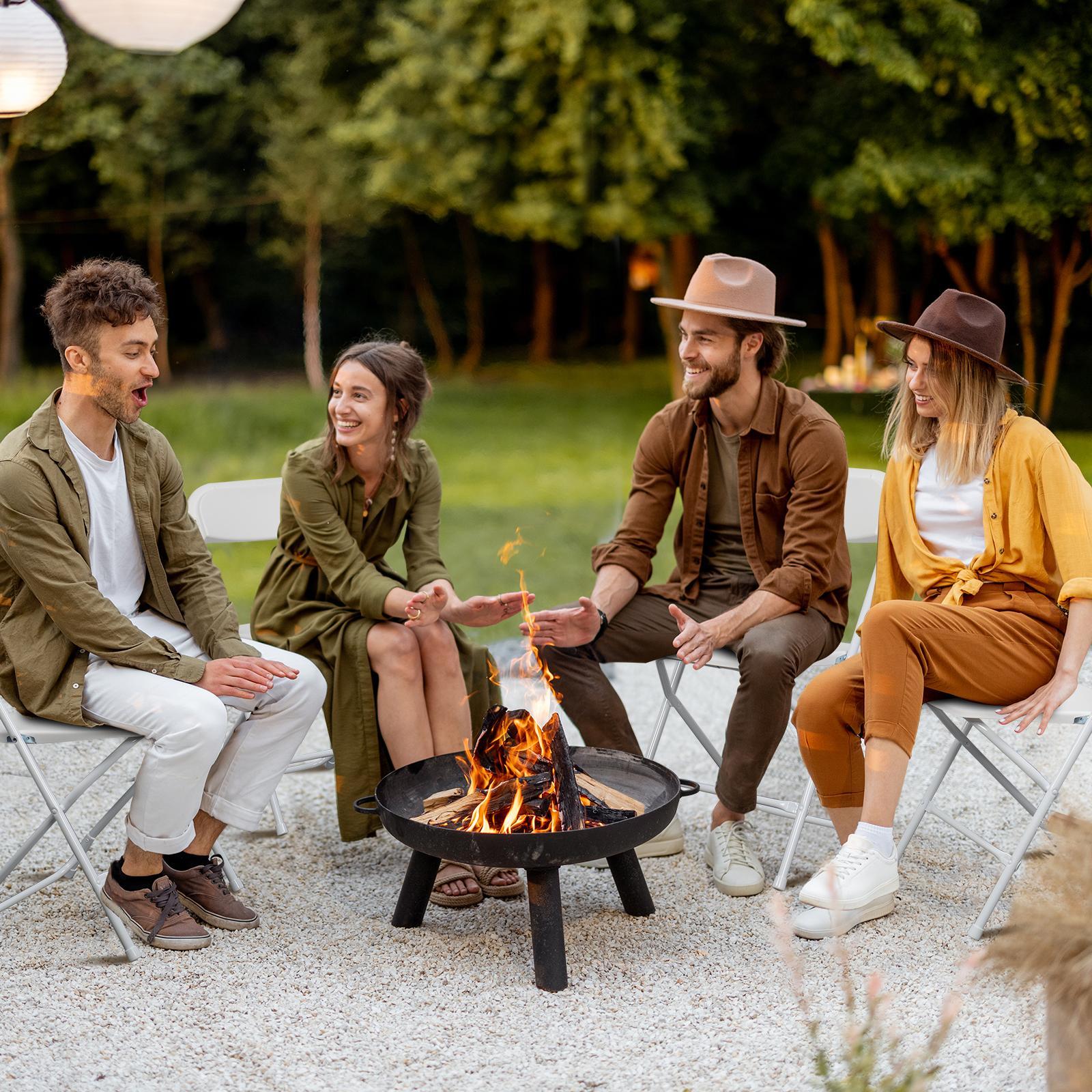 【Party Exclusive】Ubesgoo 4/6/10 Pack White Black Plastic Folding Chair, Indoor Outdoor Portable Stackable Commercial Seat With Steel Frame 350lb. Capacity For Events Office Wedding Party Picnic Kitchen Dining