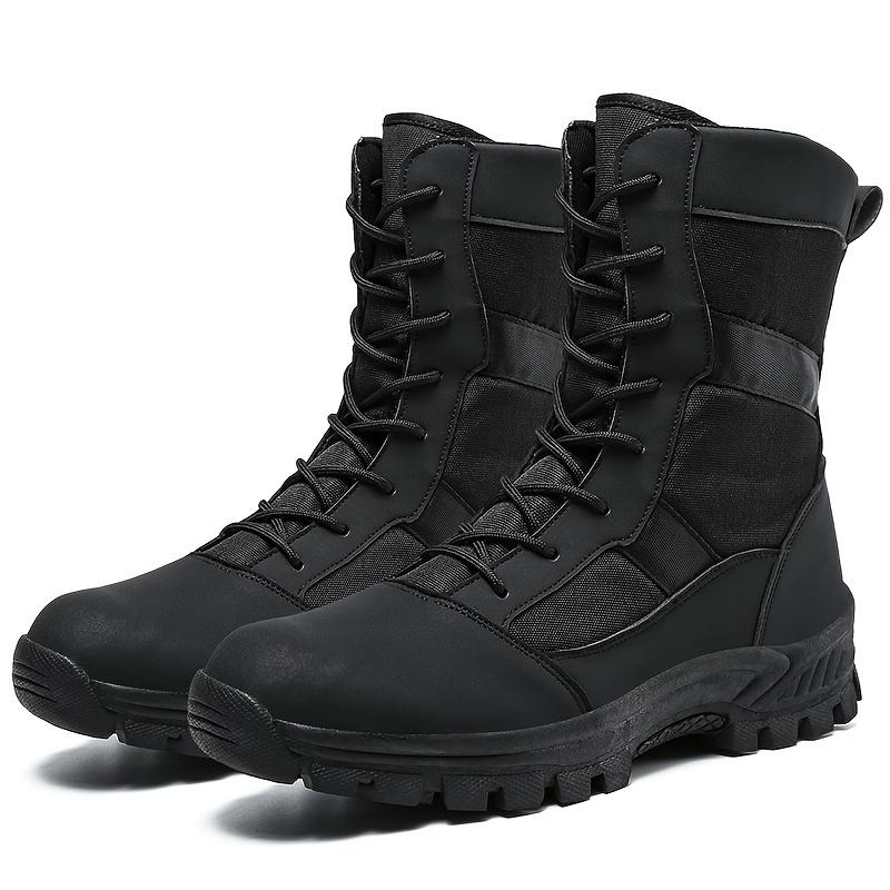 High-Top All-Season Tactical Boots for Men & Women, Durable PU Upper, Breathable Fabric Inner, Slip-Resistant TPR Sole, Round Toe Military & Hiking Boots Sport Outdoor