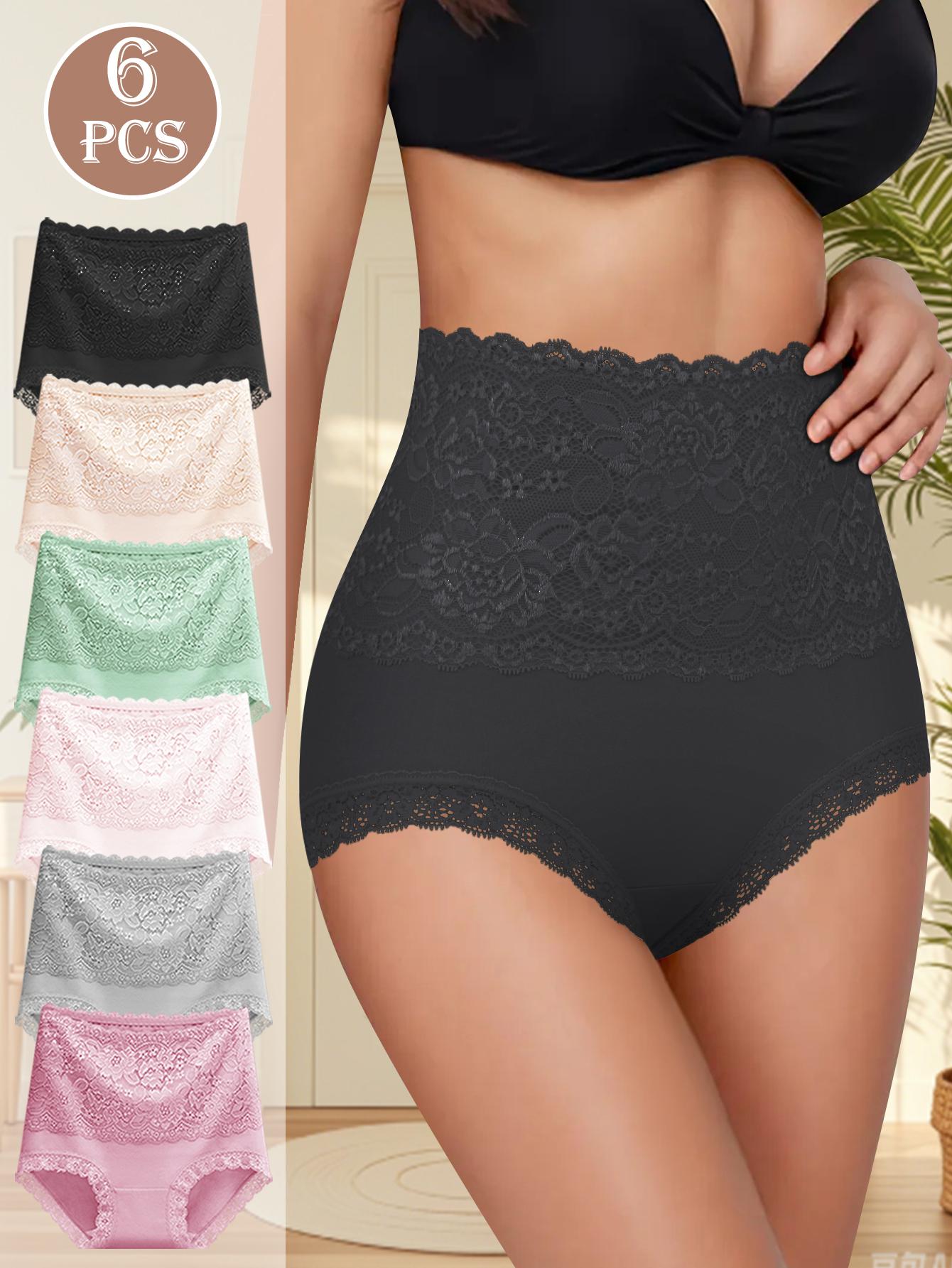 QUASTI 6 Piece Women's High Elasticity Briefs, Cotton Comfortable & Breathable Underwear, Hip Lifting Underwear Lace Style Fashionable Design, Suitable For Women's Daily Life SpringStatements