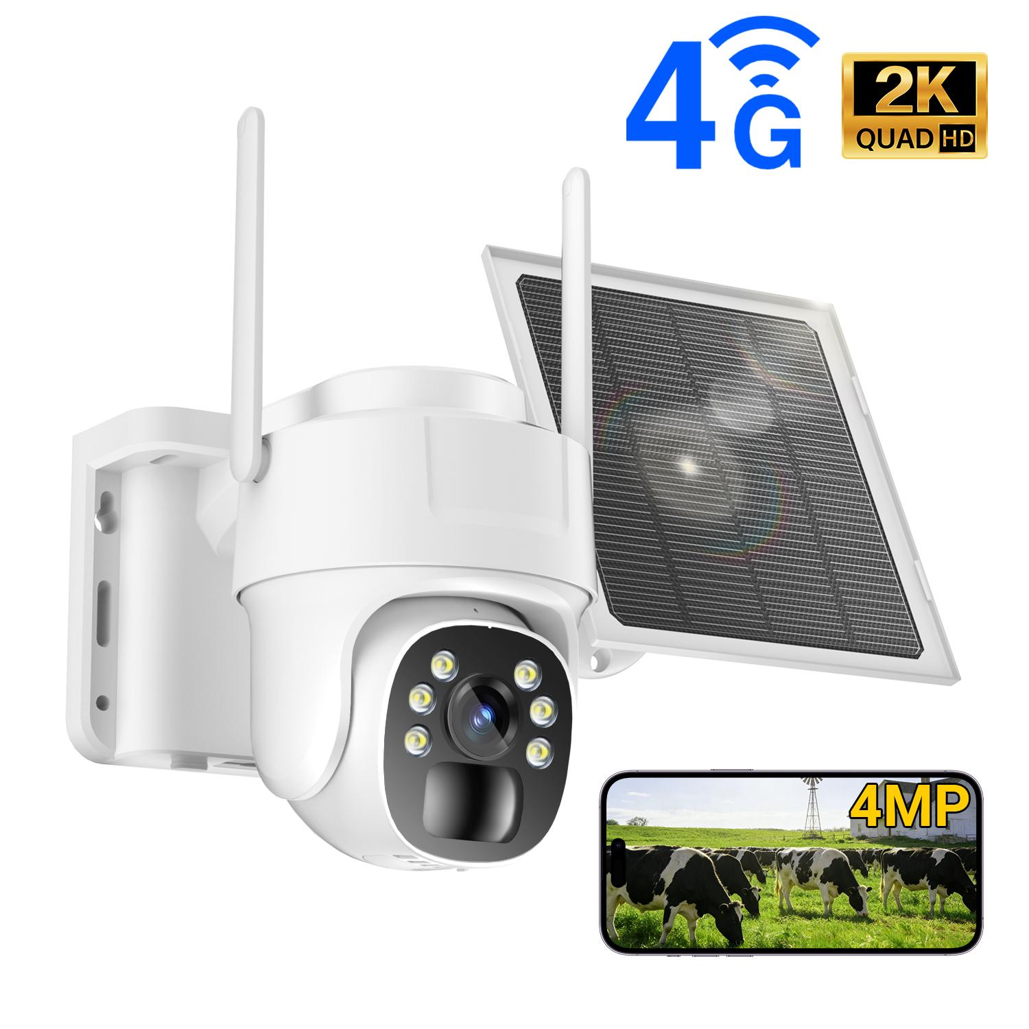 4G LTE Wireless Solar Powered Security Camera, No WiFi Needed Outdoor – 2K HD Live View 360° Coverage, Remote APP Controlled, IP65 WaterProof, Motion Activated, Night Vision, 2 Way Audio