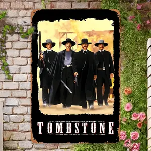 Vintage Tombstone Metal Sign for Room and Wall Decor Recreational and Commercial Spaces