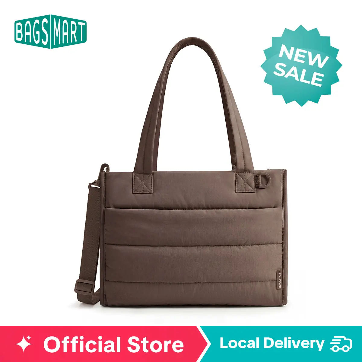 【NEW IN】BAGSMART Boxy Tote Bag for Women Crossbody Bag with Zipper 2 Size Handbag for Travel Work College Ultra Lightweight & Substantial Multi-pocket Design tiktokshopsummersale tiktokshopbacktoschool