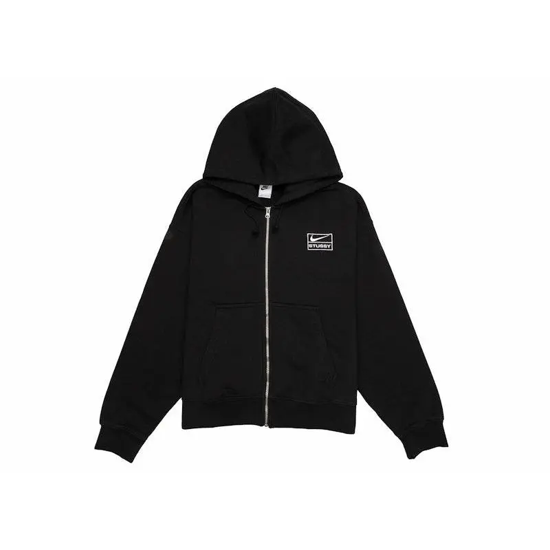 Stussy Men's x Nike Stone Washed Fleece Zip Hoodie Black, from StockX
