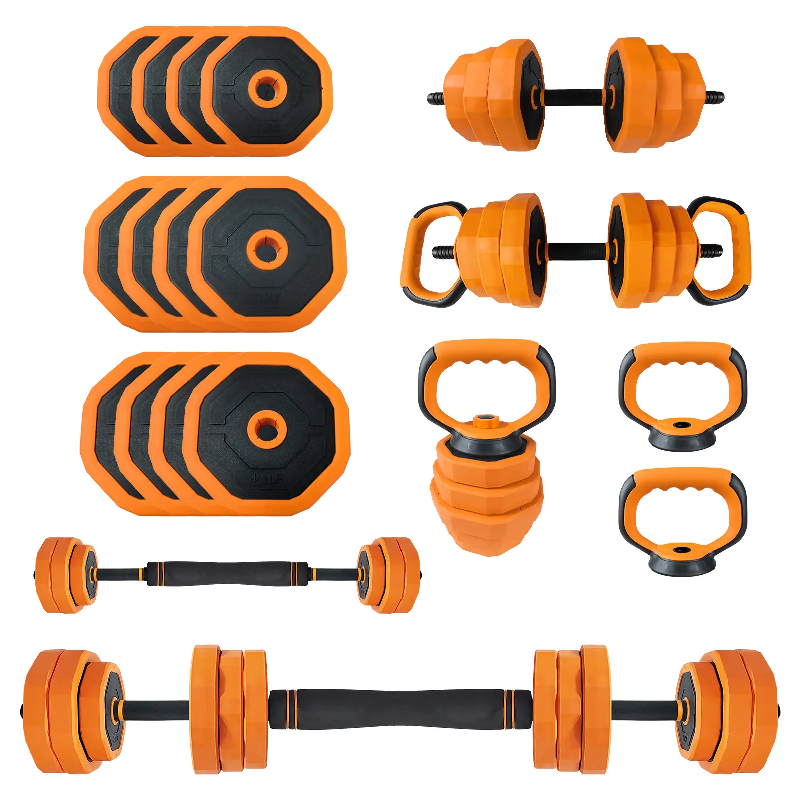 4-in-1 Adjustable Dumbbells Weight Lifting Set (44/66/88 LB) - Converts to Barbell, Kettlebell, Push-Up Stands, Space-Saving PVC-Coated Home Gym Dumbbells, Compact Exercise Device Weight Lifting