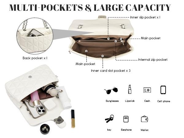 Travistar Quilted Crossbody Bags for Women Small Leather Cross Body Shoulder Handbags Satchel Designer Evening Chain Purses with Bow Charm