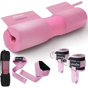 Valentine's Day Barbell Squat Pad Set- Nylon Padding AntiSlip- Thick Foam Barbell Pad for Squats Cushion,Lunges&Bar Padding for Hip Thrusts -Standard Olympic Weight Bar Pad (Wrist Straps Weightlifting-Ankle Straps)