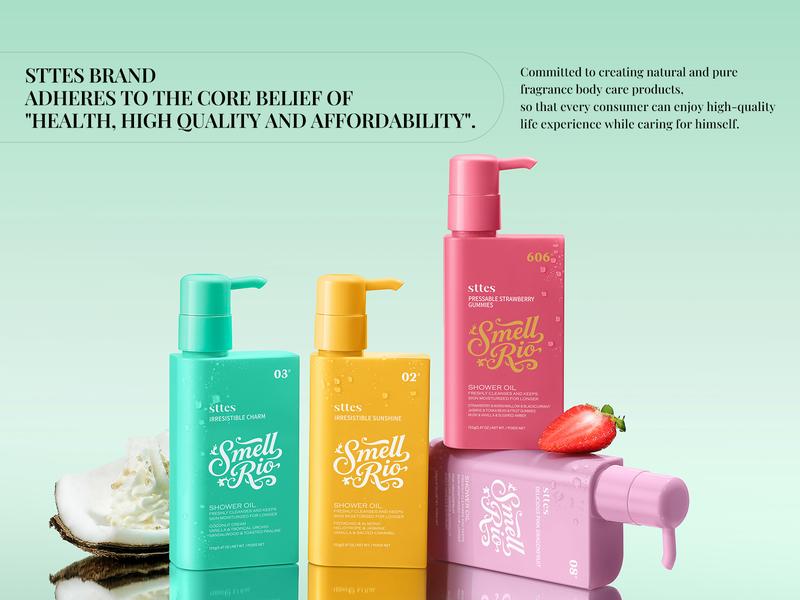 New!Sttes Shower Oil 02# (Irresistible Sunshine) 5.47 oz – Moisturizing Body Wash with Pistachio, Almond, Vanilla & Salted Caramel, Natural Plant Oils, No Mineral Oil, Parabens or Phthalates