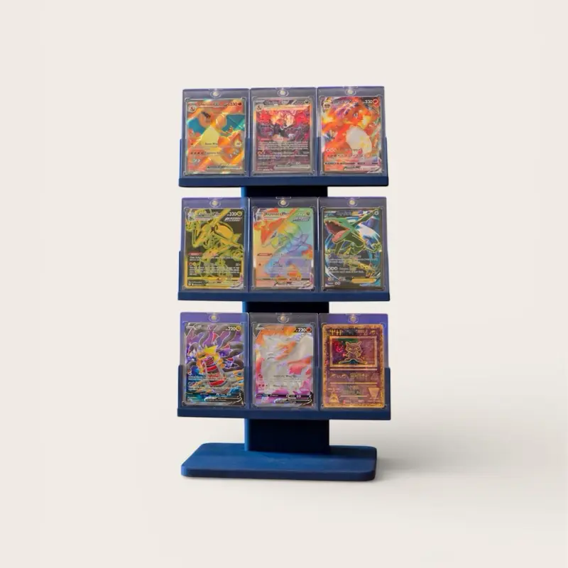 Pokemon Card Display Stand for Toploaders 9 Card Holder Organizer 35pt - TikTok Shop Pokemon Card Display Stand for Toploaders 9 Card Holder Organizer 35pt - TikTok Shop