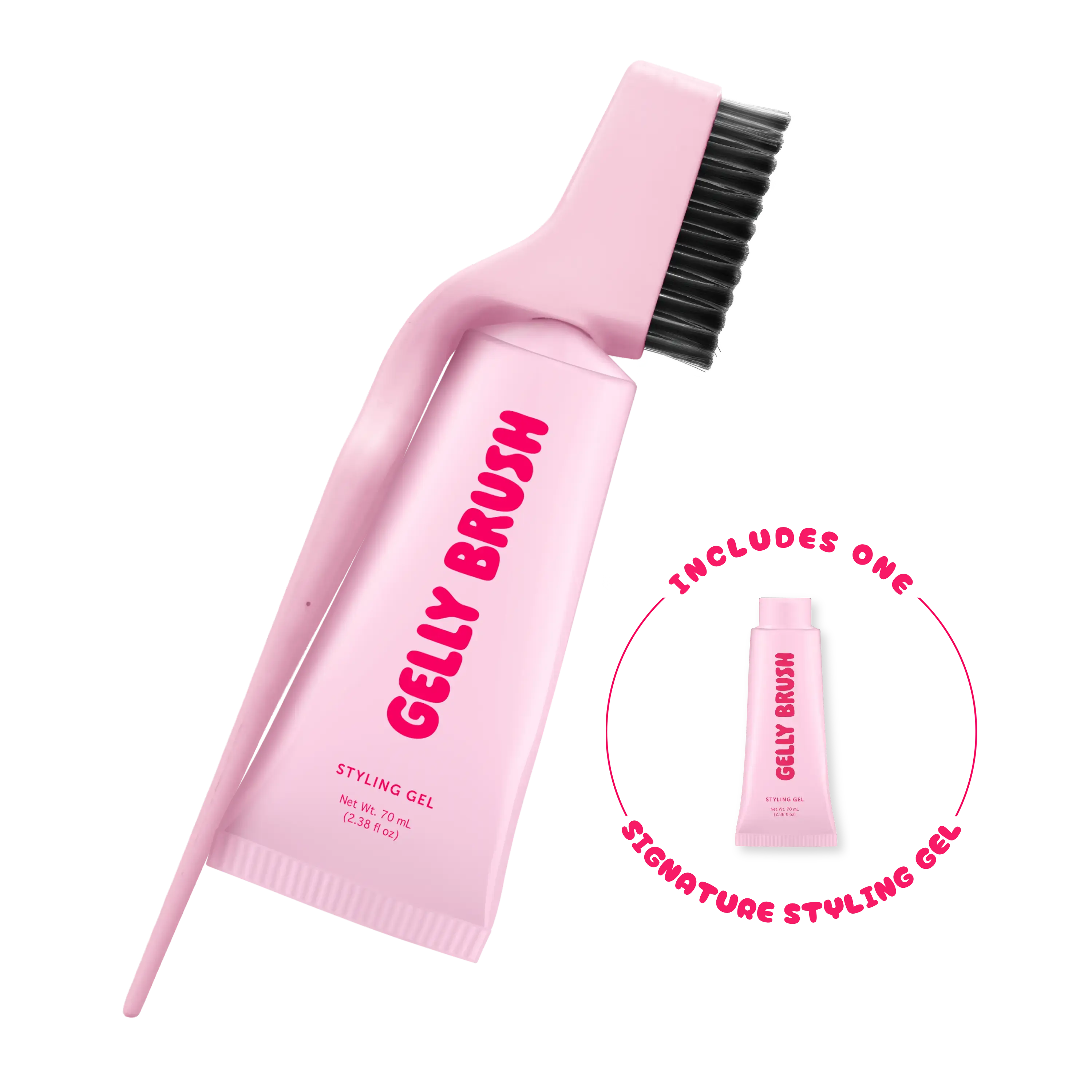Gelly Brush Hair Gel Brush Set: Includes Styling Brush + 1 Styling Gel