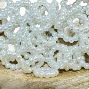 8mm Imitation Pearl Circle Spacer Beads - 100 pieces per bag