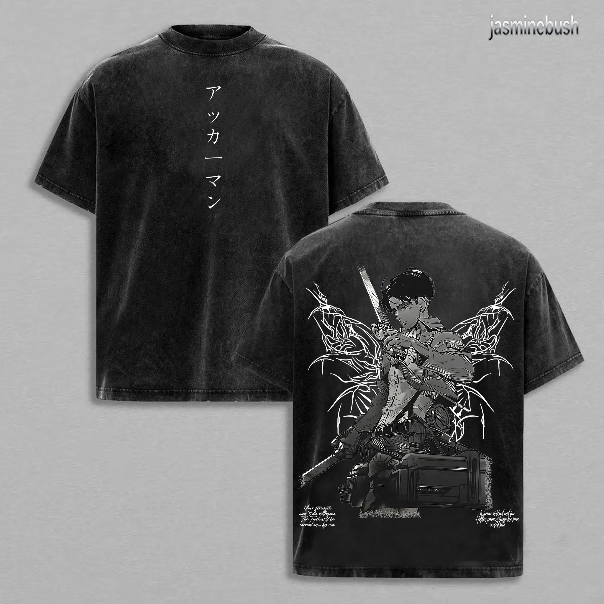 Levi Ackerman Attack on Titan Washed Vintage Oversized T-Shirt, Heavy Cotton Unisex Anime Graphic, AOT Shirt, Levi Tee