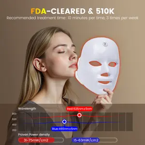 Cordless LED Face Mask with 7 Colors for Daily Facial Care - Rechargeable Home Use Beauty Mask with 60 LED Beads for Smooth Fine Lines