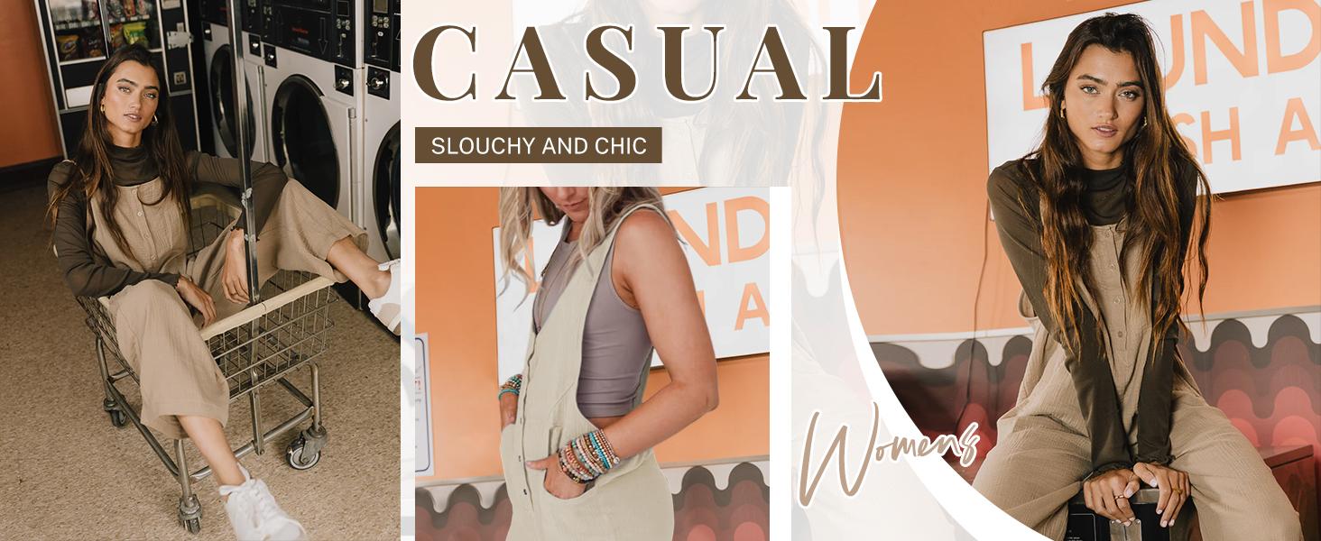 Kingapril Women's Overalls Linen Cotton Jumpsuits Loose Casual Jumpsuits with Pockets Kingapril Women's Overalls Linen Cotton Jumpsuits Loose Casual Jumpsuits with Pockets