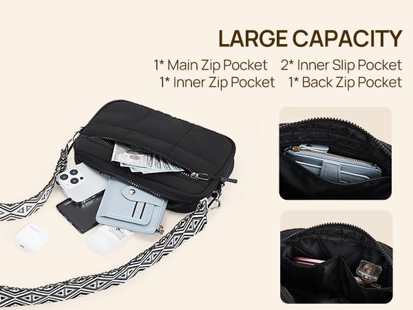 Telena Valentine's Day gift Quilted Puffer Crossbody Bag,Multi-Color Shoulder Bag,Compact, lightweight, and travel-ready,adjustable patterned woven strap,Women's Crossbody Bag, Women's Purse,gift for her