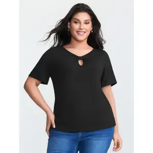 【Summer Turn-Up】BlOOMCHIC Plus Size Supersoft Keyhole Neckline Drawstring T-Shirt [M-6X] 2026 Summer Pick for Mother's Day