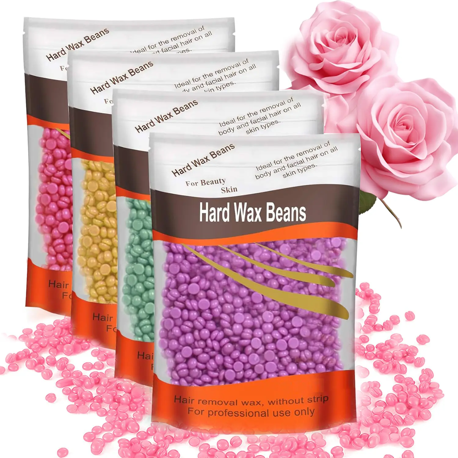 Hair Removal Wax, Wax Beads for Sensitive Skin, With Pure Aloe Vera, For Face, Eyebrow, Leg, Bikini, Brazilian Waxing, Coarse Body Hair Specific