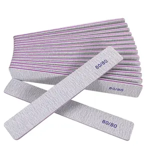 12 Pack 80/80 Grit Double Sided Nail Files - Heavy Coarse Emery Boards for Acrylic & Gel Nails, Professional Reusable Washable Square Gray Manicure Nail Filers