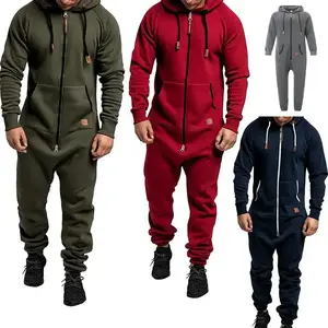 Men'sFleece-LinedJumpsuit-HoodedLongSleeveFull-ZipOverallswithKangarooPockets|WinterWorkwear,ThermalCoverall,OutdoorWorkSuit,HeavyDutyOveralls,ColdWeatherGear