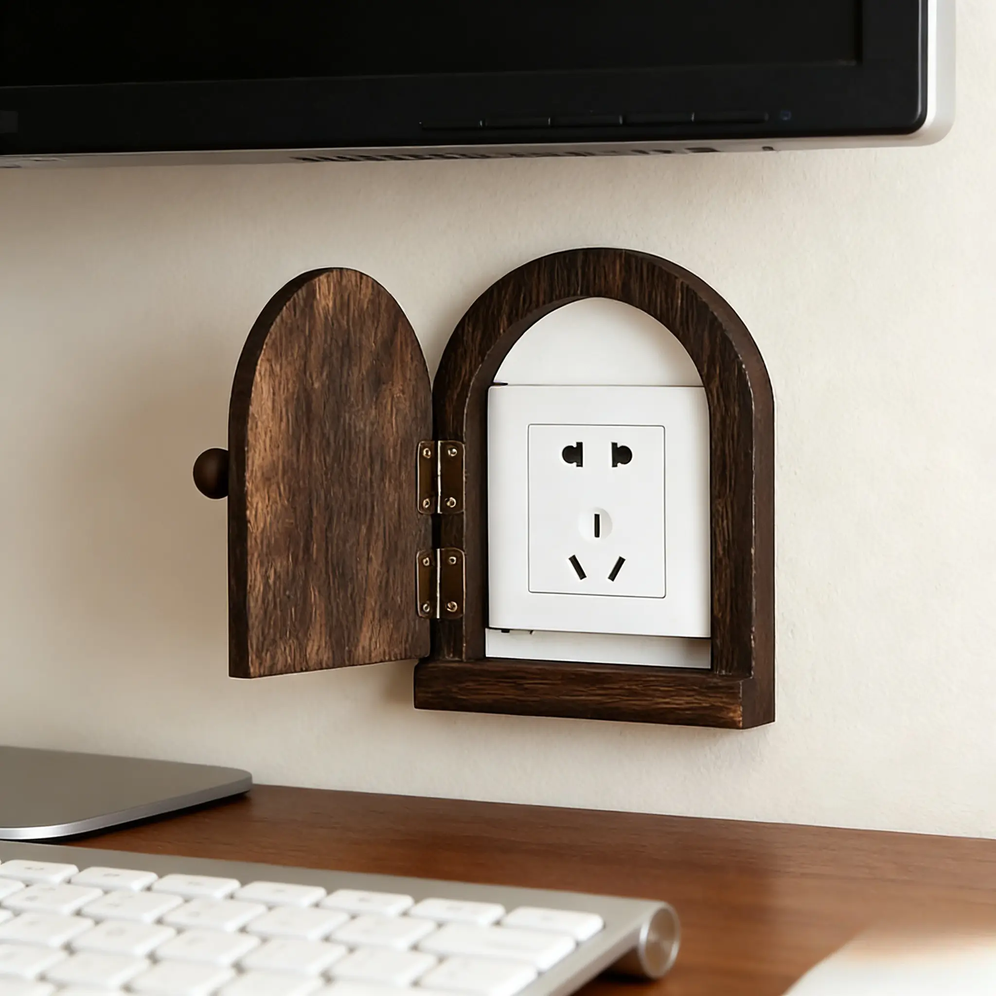 Handmade Wooden Power Outlet Cover, Dustproof Hidden Decorative Socket, Wall Mounted for Living Room, Bedroom, Gaming Room, Hotel, Kitchen, Elegance, Appeal, Versatile