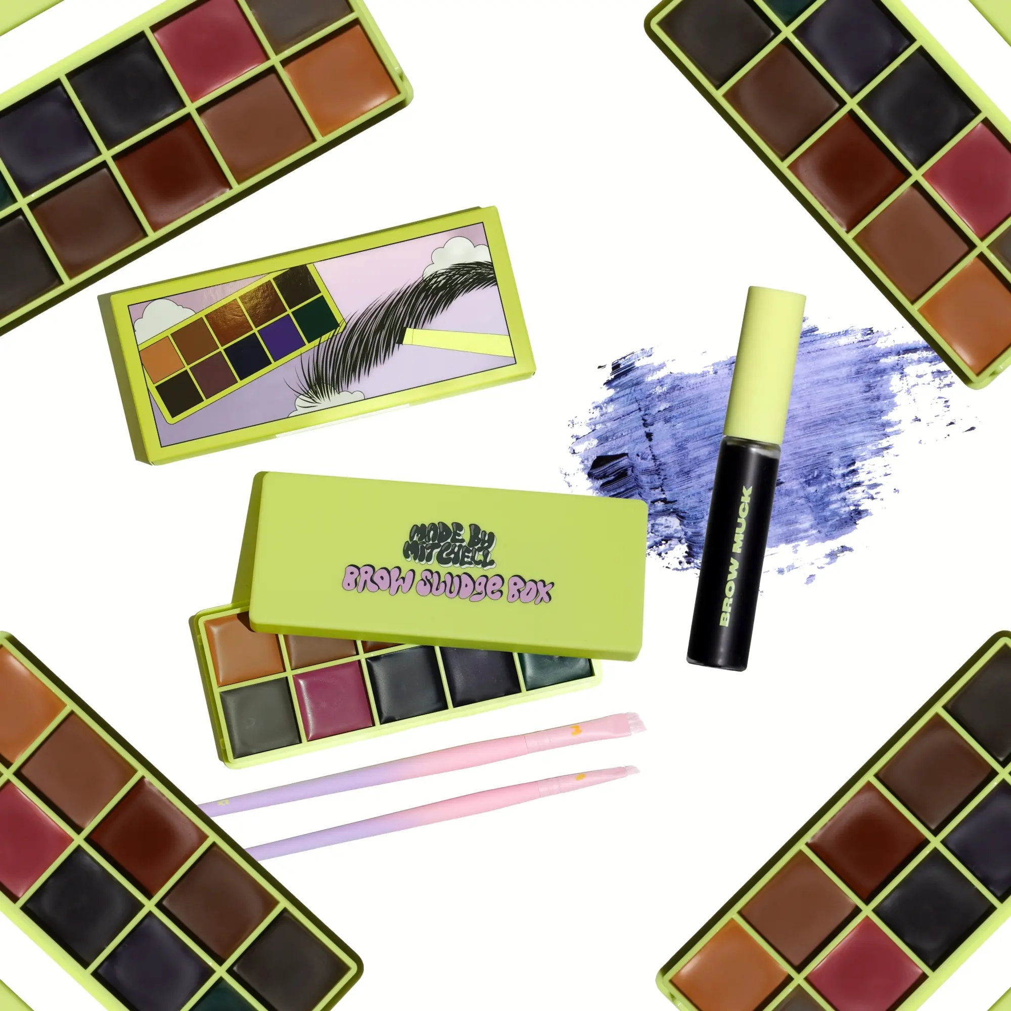 Eyebrow Powder Palette & Brow Muck Brow Gel Set, Everyday Brow Set, Eyebrow Makeup Products, 10 Color Long Lasting Eye Brow Makeup Palette, Eye Brow Makeup Tool for Women & Girl